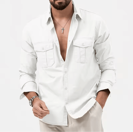 Men’s Long Sleeve Button Shirt with Chest Pockets - BalanceWalk